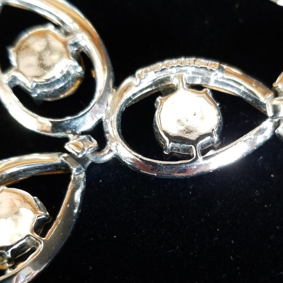 Vintage 1950s Rhinestone Necklace Silvertone - Picture 8 of 9